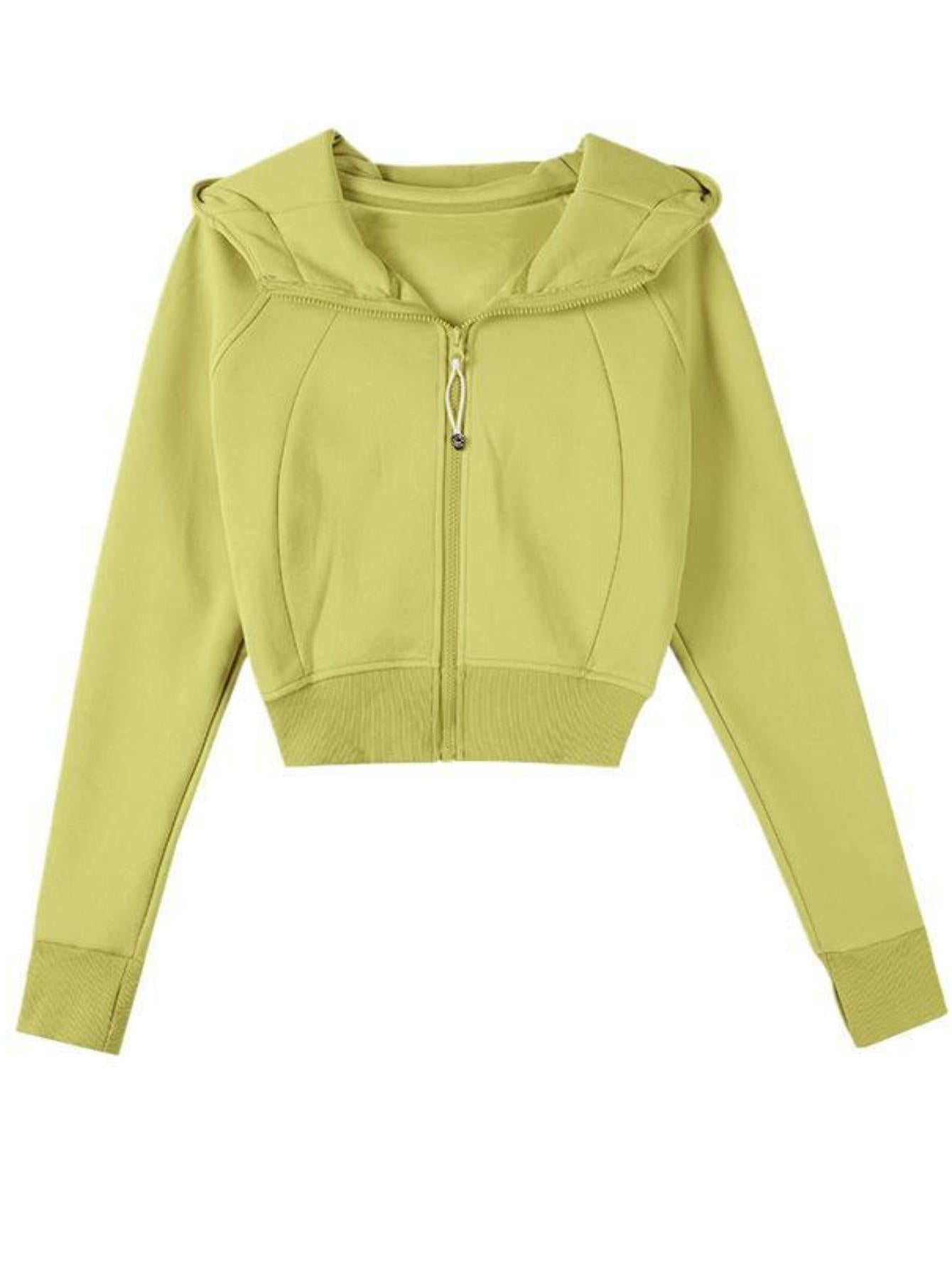 Versatile Dopamine Street Style Cropped Zip Hoodie